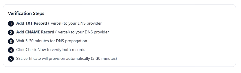 Domain Verification Step